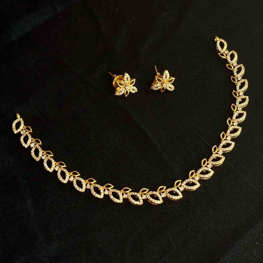 Premium Quality Leaf Pattern Diamond replica Collection with earrings N0185-CN40