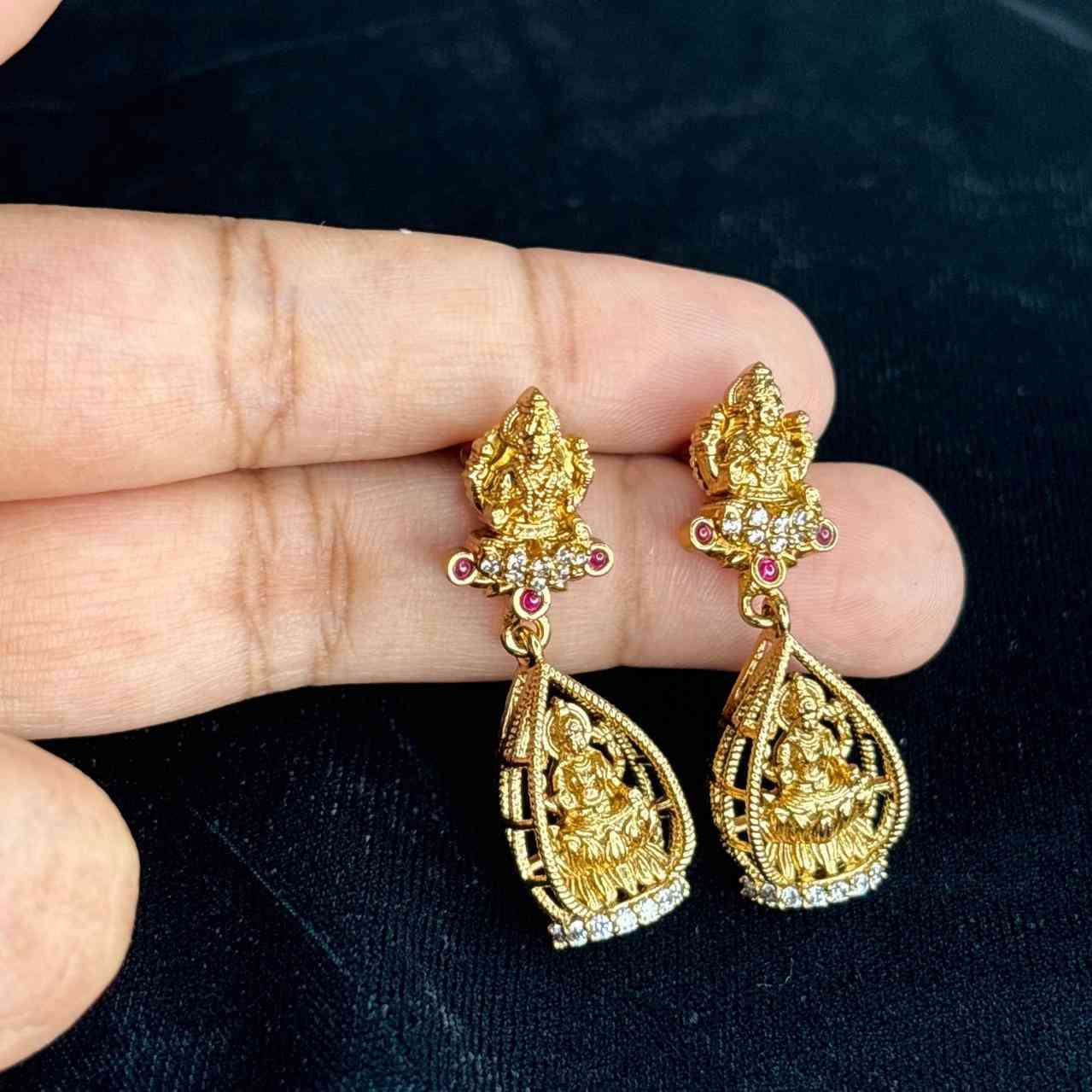 Premium Quality Light weight Lakshmi Earrings  J0081-CN20