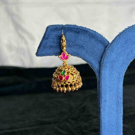 Premium Quality Trendy Hoop Jhumka Jadau Kundan Stone With Gold Beads J007-CR59