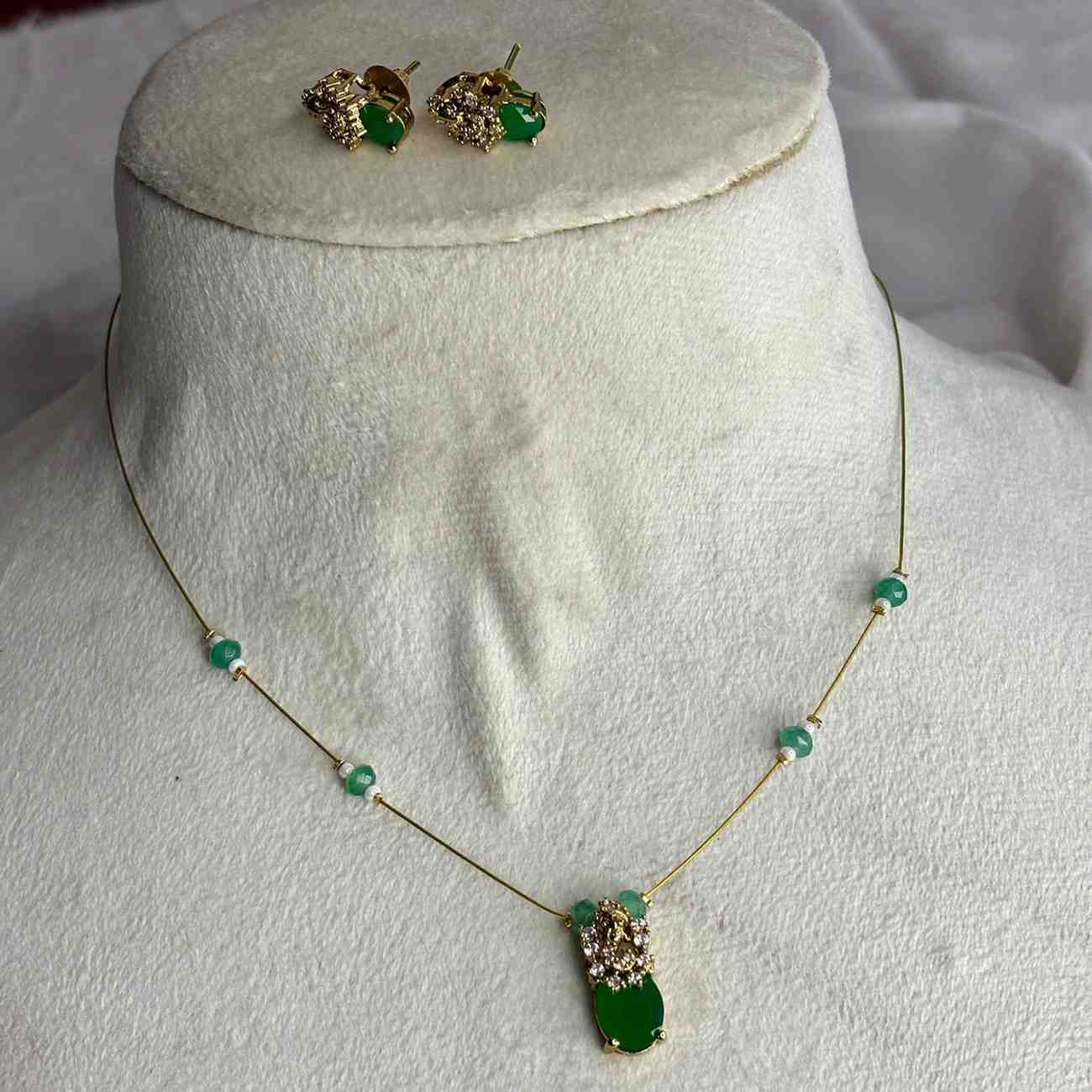 Premium Quality Stone invisible chain with earrings IN006-S28