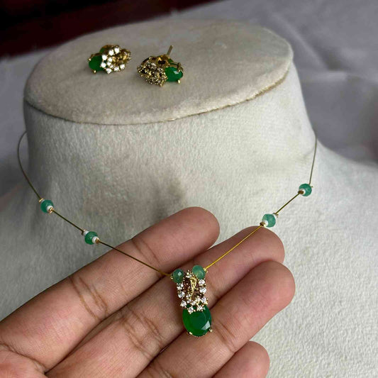 Premium Quality Stone invisible chain with earrings IN006-S28