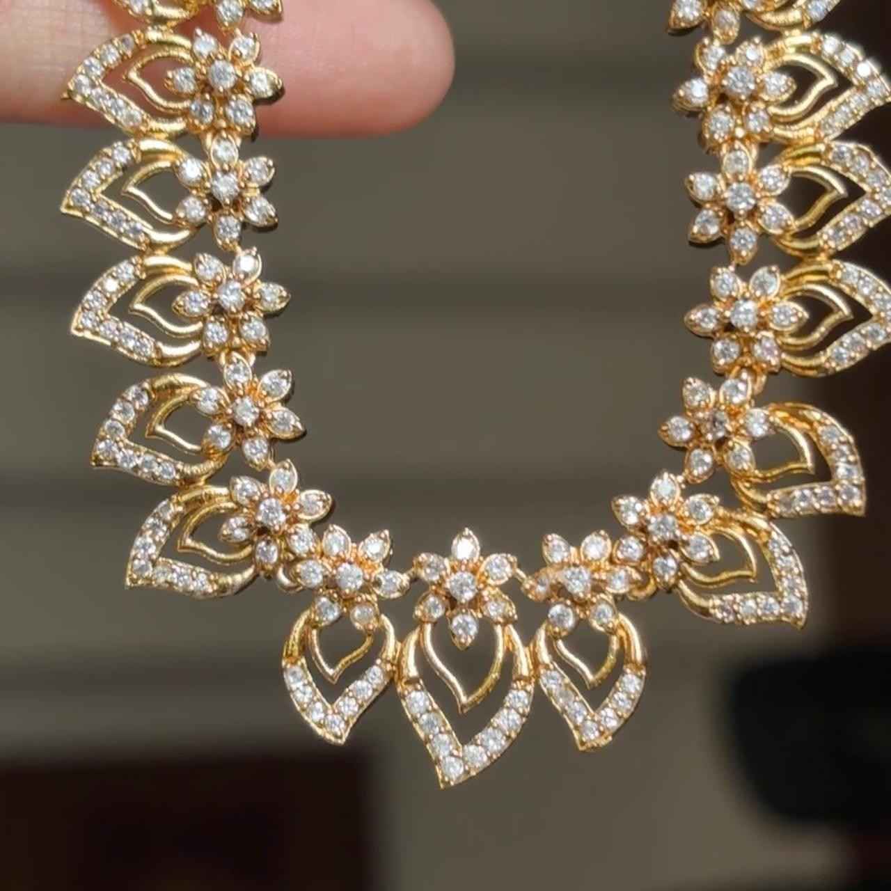 Premium Quality Minimal Leaf Floral Pattern Diamond replica Collection with earrings  N0189-CJ34