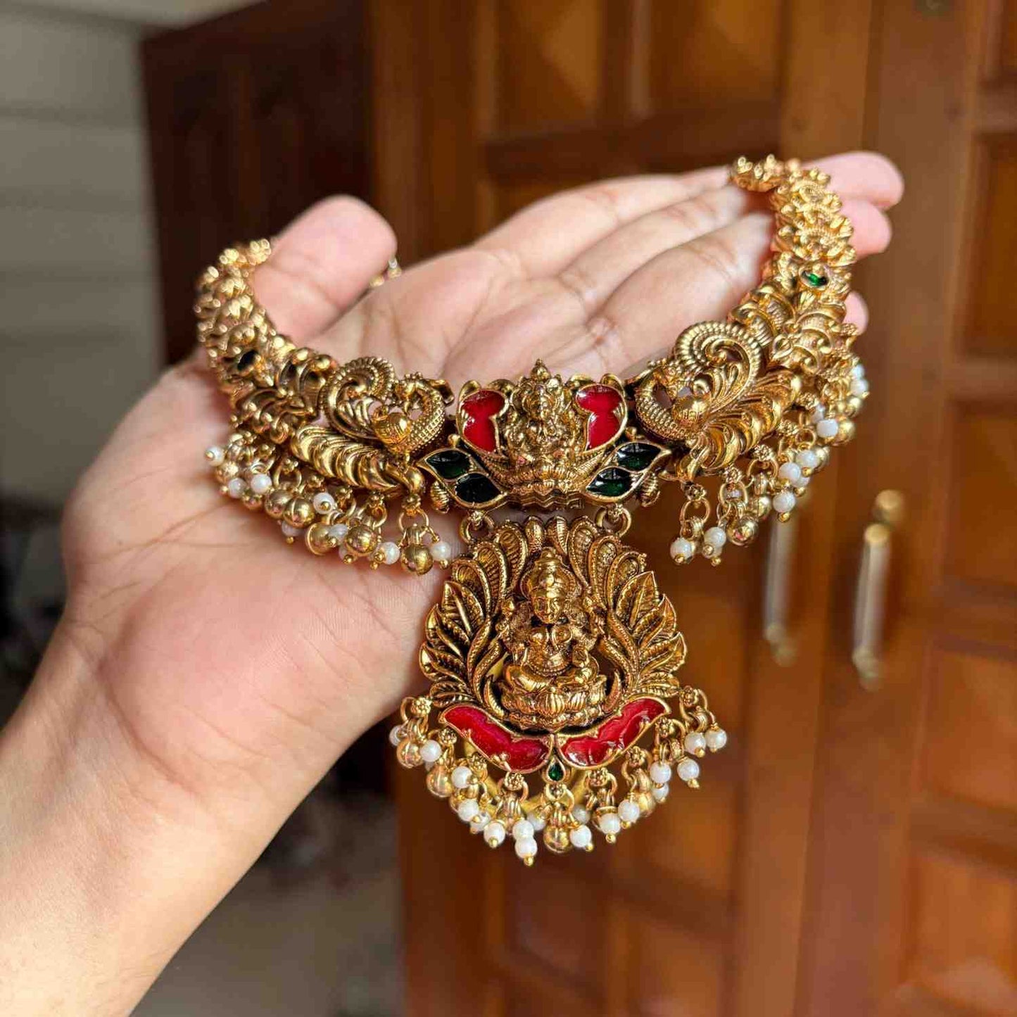 N0197 Matte Finish Lakshmi necklace