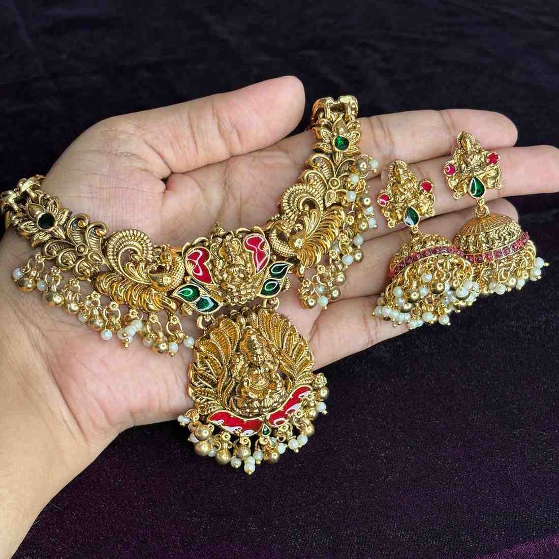 N0197 Matte Finish Lakshmi necklace