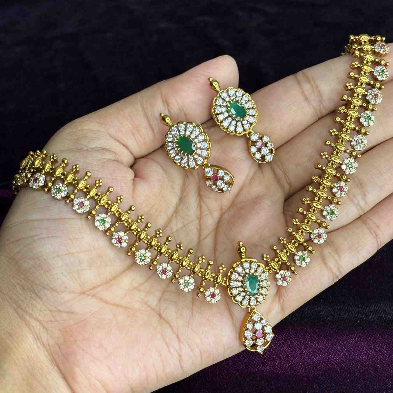 N0200  Floral Stone Necklace