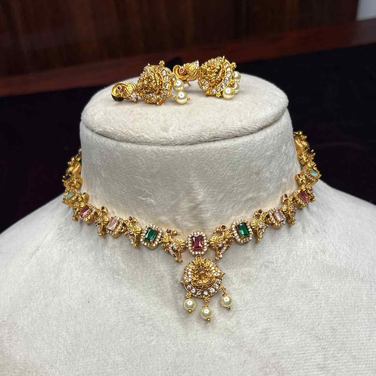 N0233  Multi Stone Navaratnam Necklace