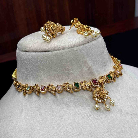 N0233  Multi Stone Navaratnam Necklace