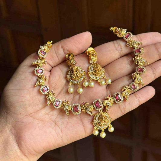 N0234 Lakshmi red Stone Necklace