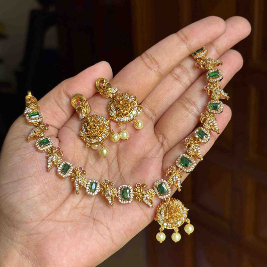 N0235 Lakshmi Green Stone Necklace