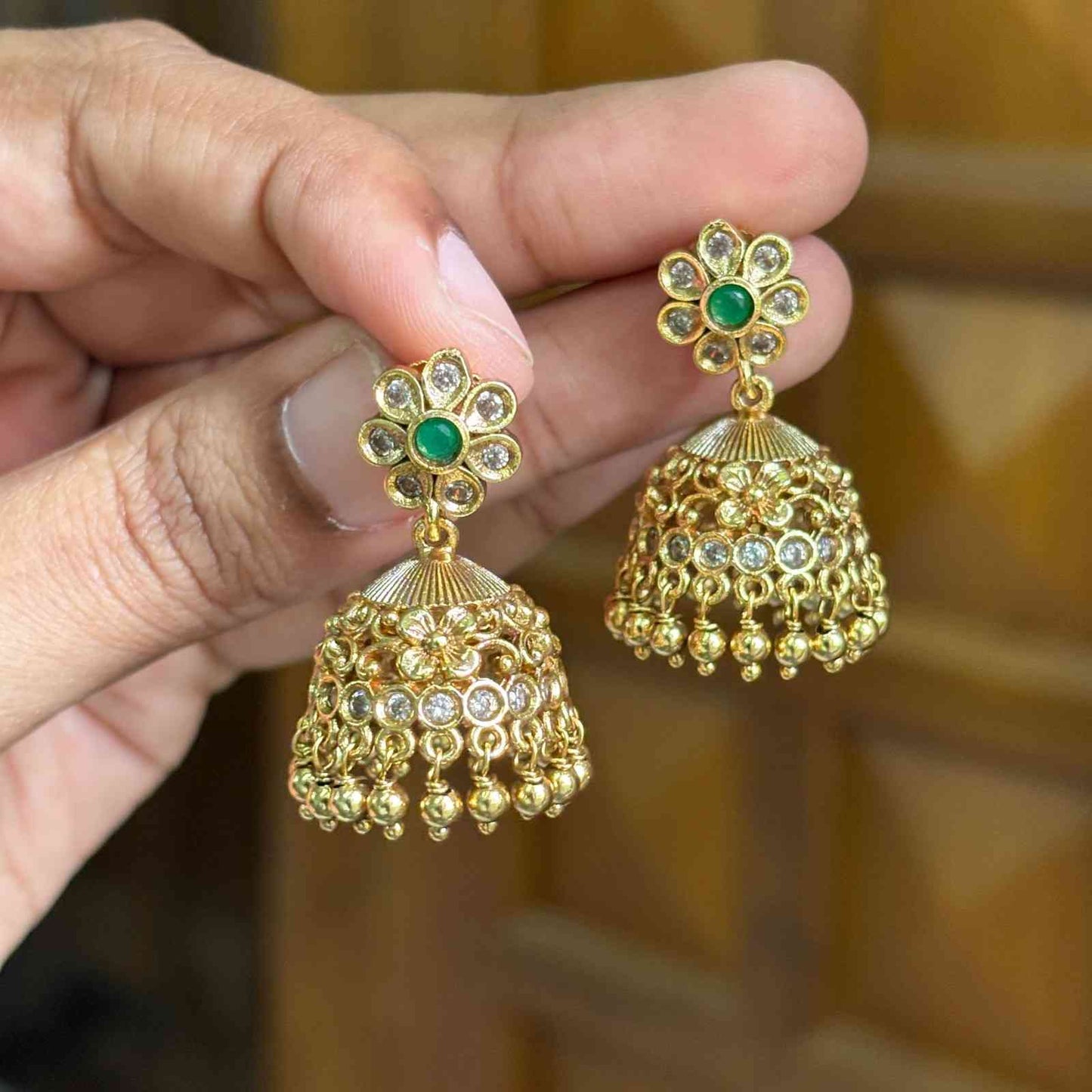 J0089 Small Size Floral Jhumka