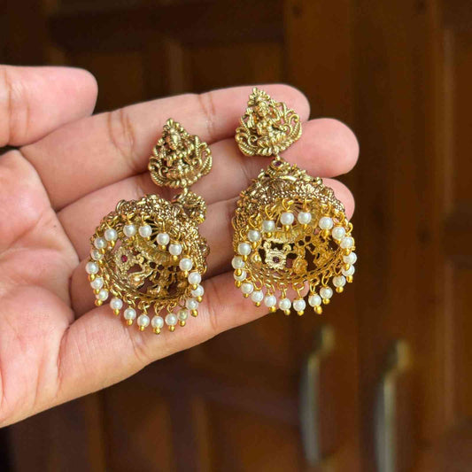 Premium Quality Jhumka With Lakshmi Design Peacock And floral Pattern Supreme Quality J0054-CR42