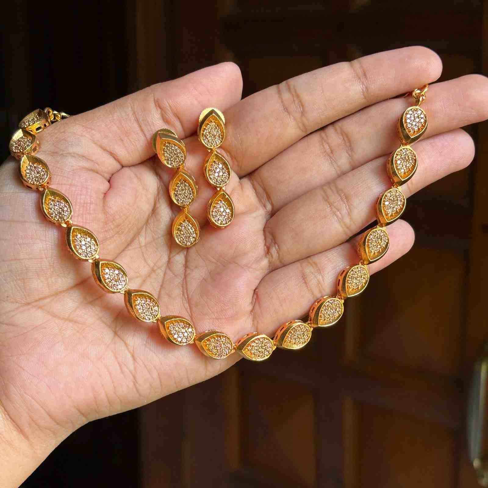 AD Stone Drop Shape Necklace  N0082-CD45