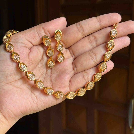 AD Stone Drop Shape Necklace  N0082-CD45