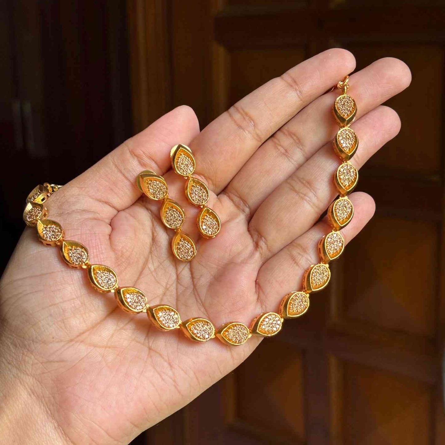 AD Stone Drop Shape Necklace  N0082-CD45