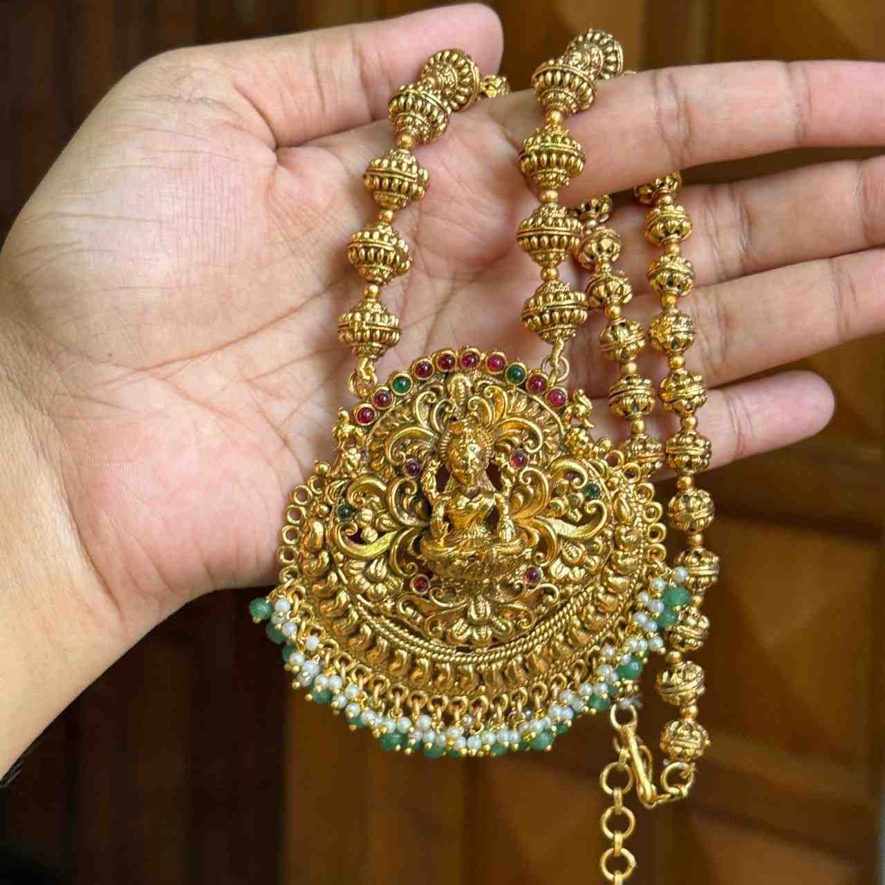 Mate Finish Middle Length Lakshmi Haram with matching jhumkas H0006-CJ52