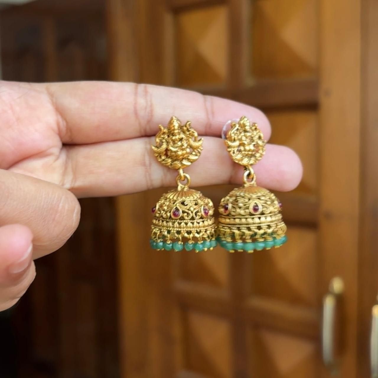 Mate Finish Middle Length Lakshmi Haram with matching jhumkas H0006-CJ52