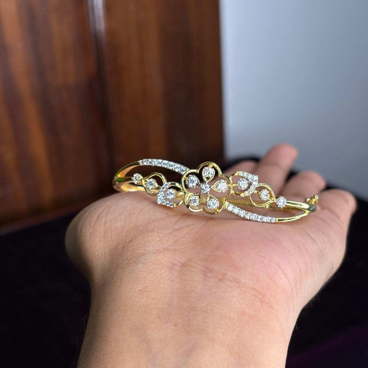 Premium Quality Rhodium Finish Ad Stone Openable Bracelet Bangle K0025-S32
