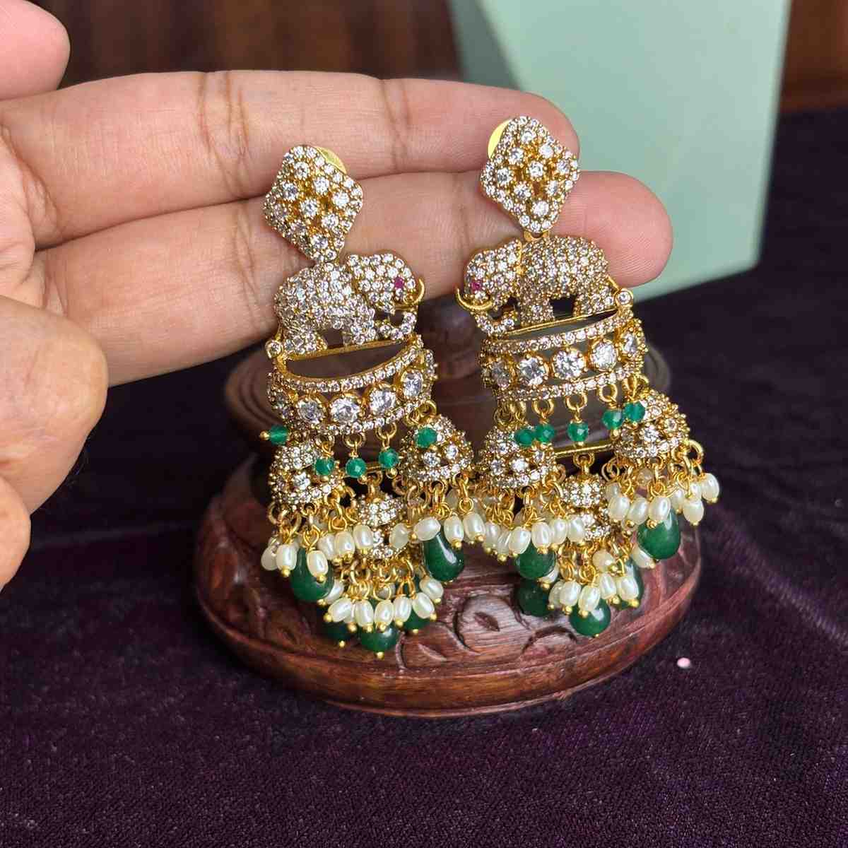 Premium Quality Traditional Collection Stone Jhumka J0094-S59