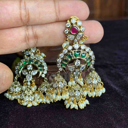 Premium Quality Floral Stone Chandbali Jhumka J0092-S69