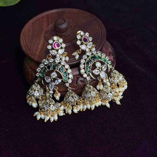 Premium Quality Floral Stone Chandbali Jhumka J0092-S69