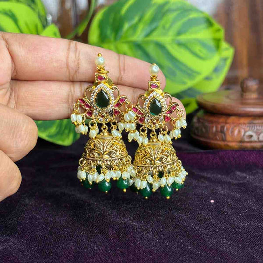 Premium Quality Floral Stone Jhumka J0091-S42