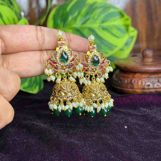 Premium Quality Floral Stone Jhumka J0091-S42