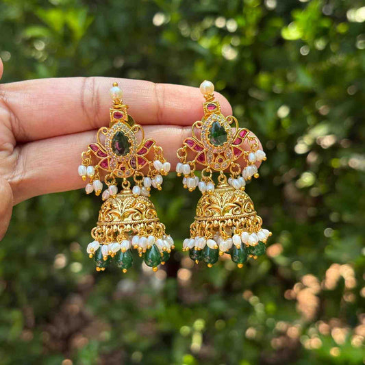 Premium Quality Floral Stone Jhumka J0091-S42