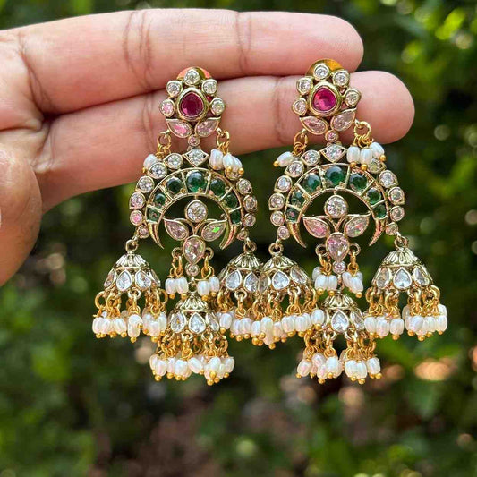 Premium Quality Floral Stone Chandbali Jhumka J0092-S69