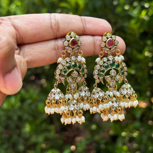 Premium Quality Floral Stone Chandbali Jhumka J0092-S69