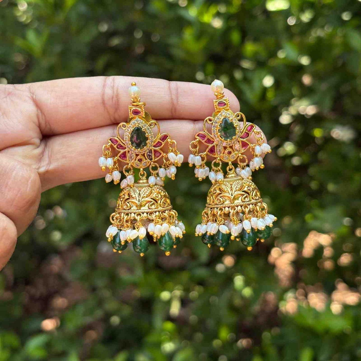 Premium Quality Floral Stone Jhumka J0091-S42