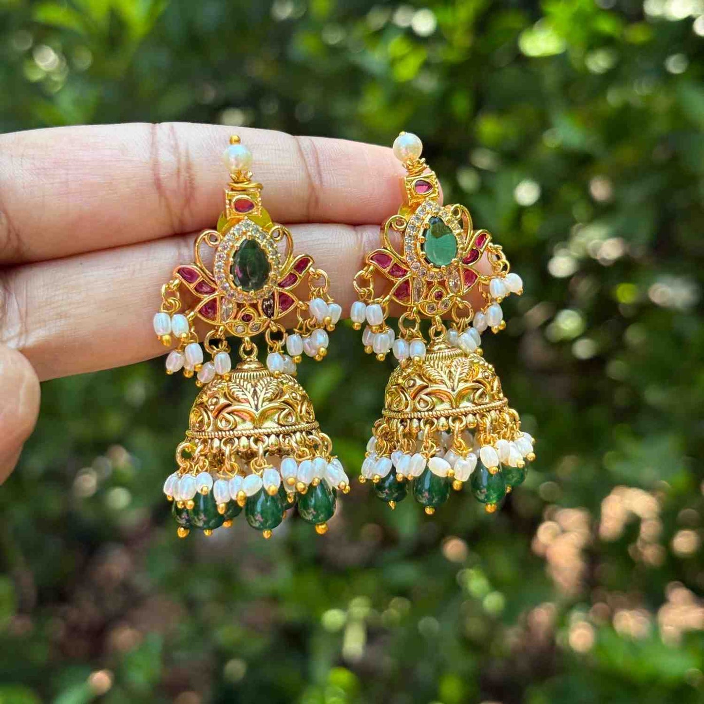 Premium Quality Floral Stone Jhumka J0091-S42