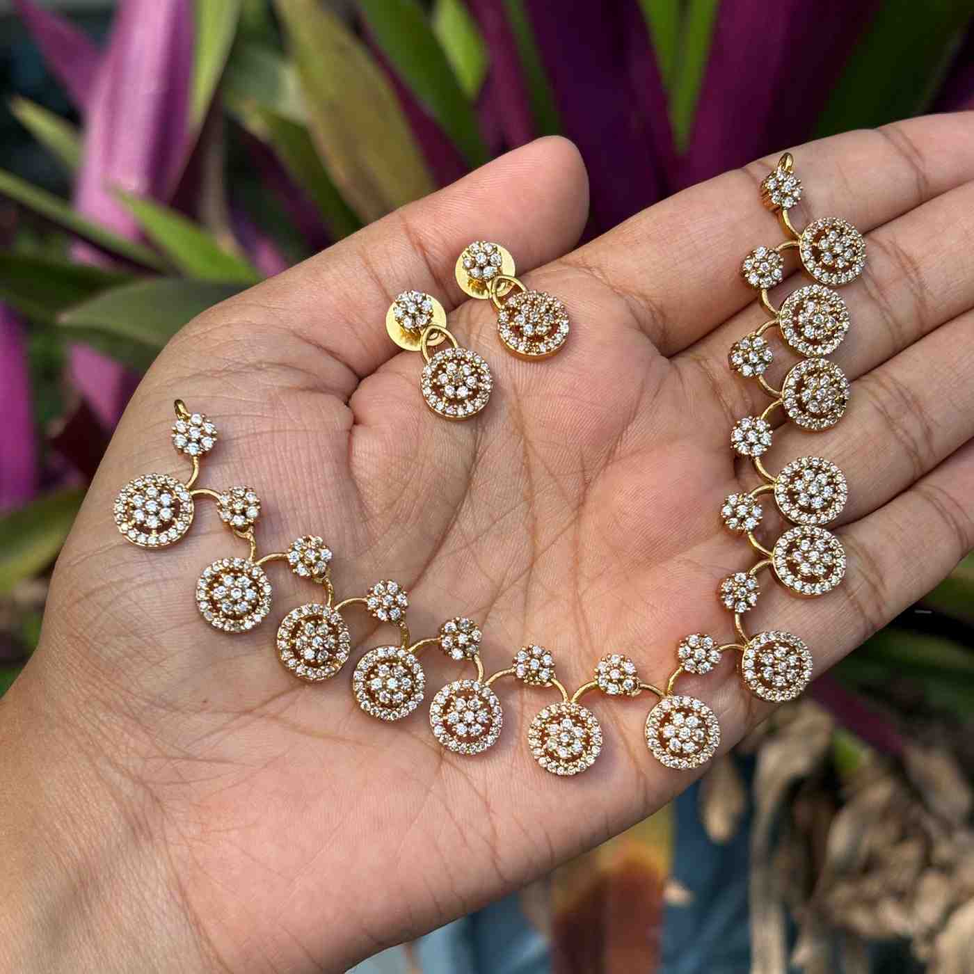 AD Stone Floral  Minimal Necklace Premium Quality N0062-CJ35