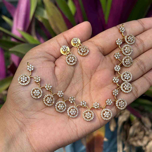 AD Stone Floral  Minimal Necklace Premium Quality N0062-CJ35