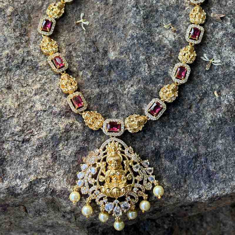 N0207 Red Stone Lakshmi Necklace