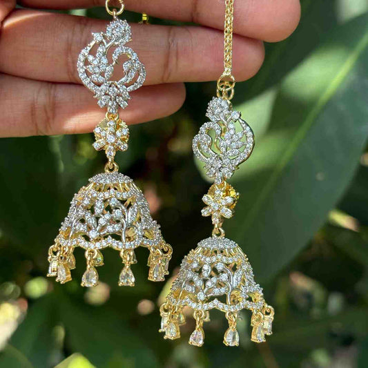 Premium Quality Rhodium Polish Double tone Khushboo Mattal attached Jhumka J0103-N47