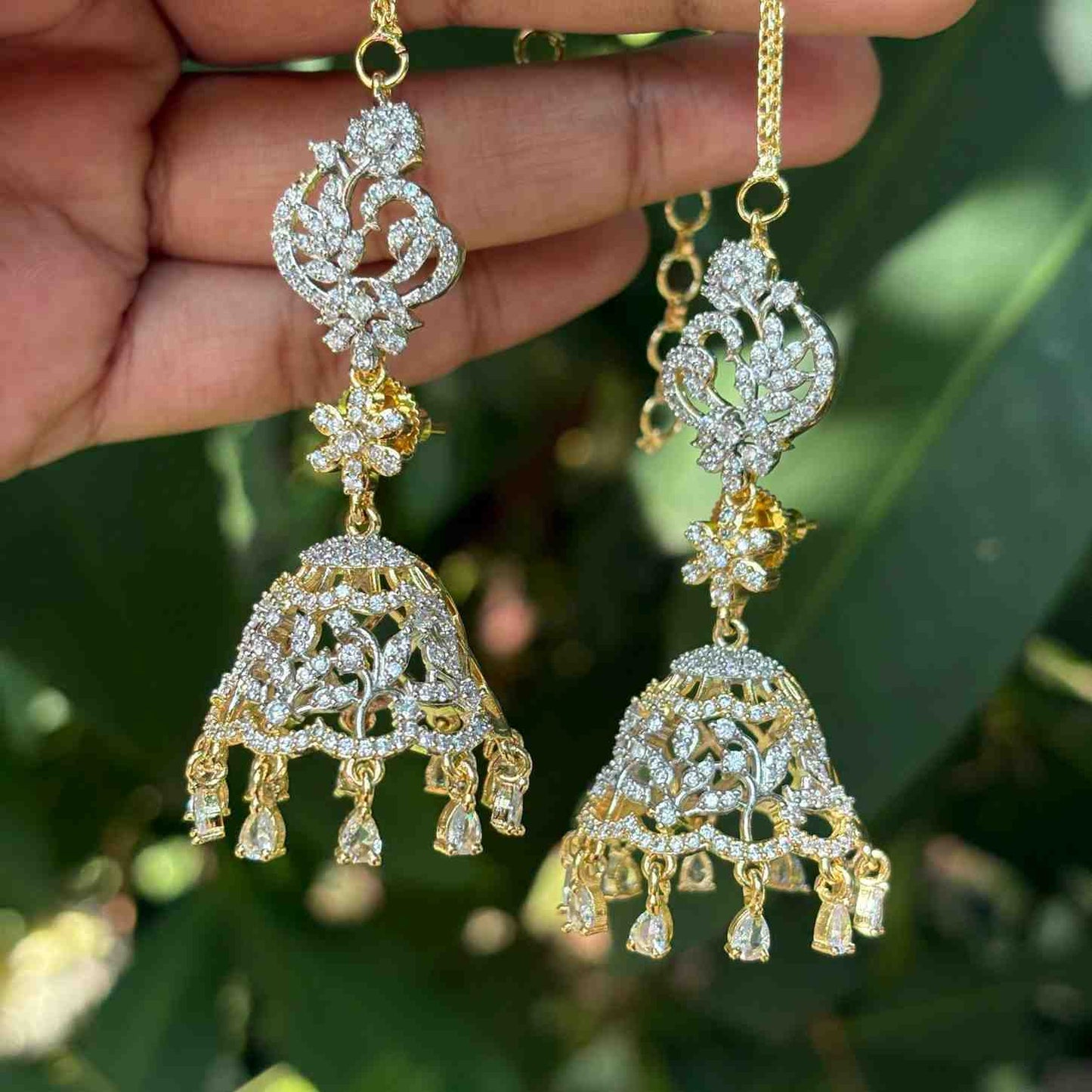 Premium Quality Rhodium Polish Double tone Khushboo Mattal attached Jhumka J0103-N47