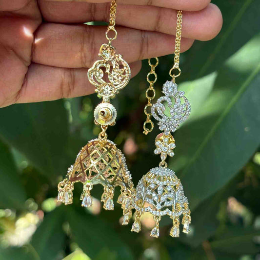 Premium Quality Rhodium Polish Double tone Khushboo Mattal attached Jhumka J0103-N47