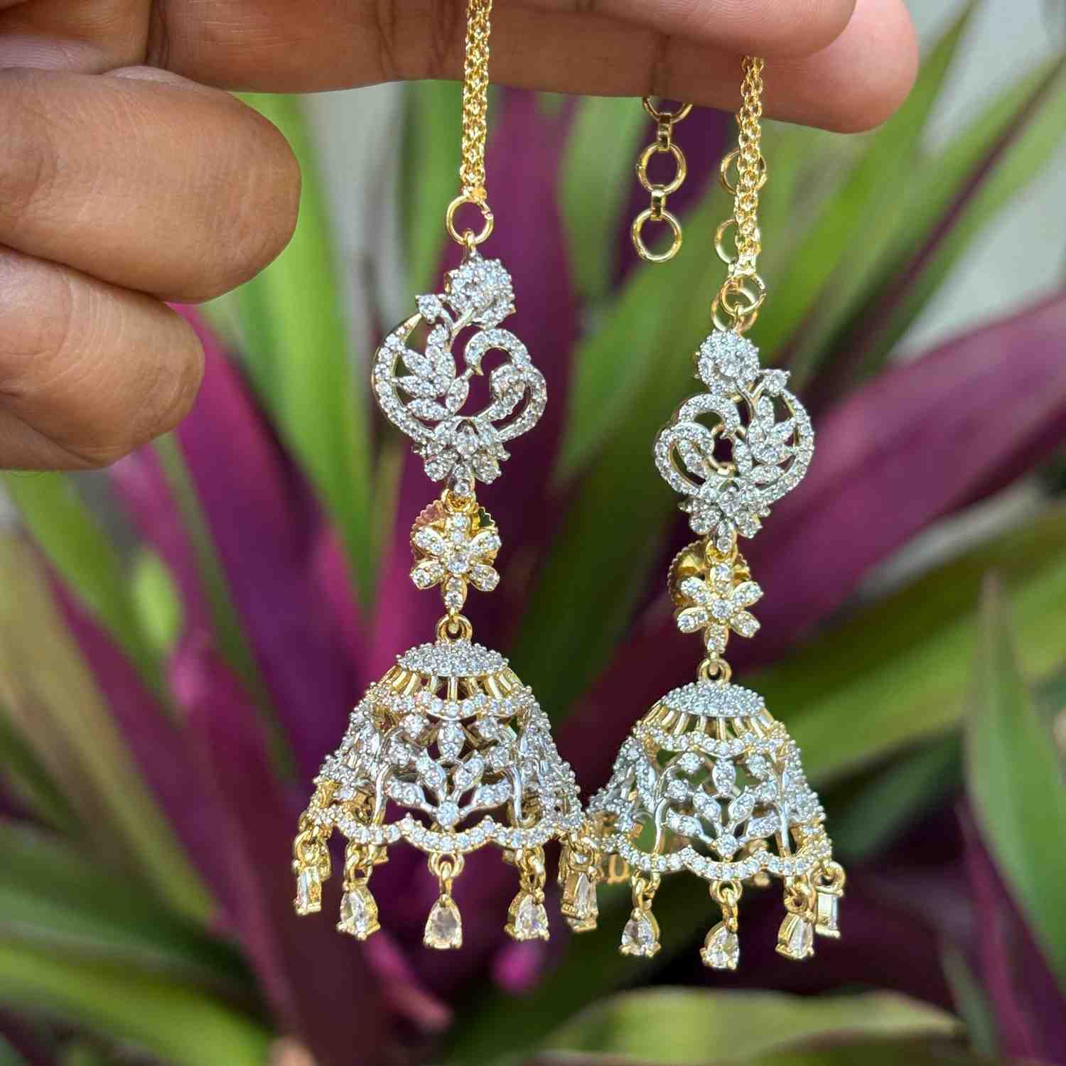 Premium Quality Rhodium Polish Double tone Khushboo Mattal attached Jhumka J0103-N47