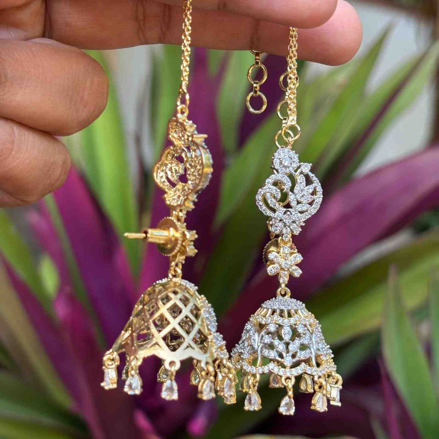 Premium Quality Rhodium Polish Double tone Khushboo Mattal attached Jhumka J0103-N47