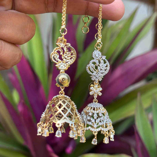 Premium Quality Rhodium Polish Double tone Khushboo Mattal attached Jhumka J0103-N47