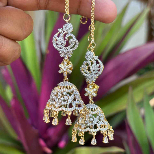 Premium Quality Rhodium Polish Double tone Khushboo Mattal attached Jhumka J0103-N47
