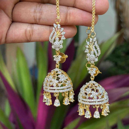 J0104 Rhodium Polish Khushboo Mattal attached Jhumka