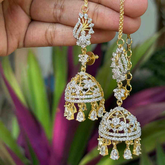J0104 Rhodium Polish Khushboo Mattal attached Jhumka