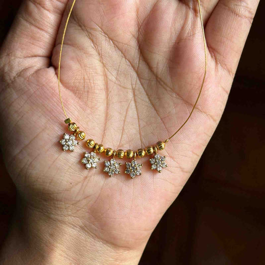 IN010 Invisible Chain with AD WHITE Stone Flower Pendent NO earrings
