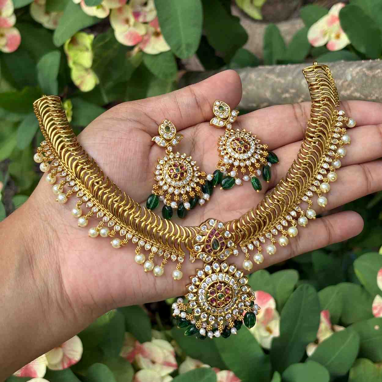 Premium Quality Floral Pattern Jelabi Necklace with Earring N0242-I77