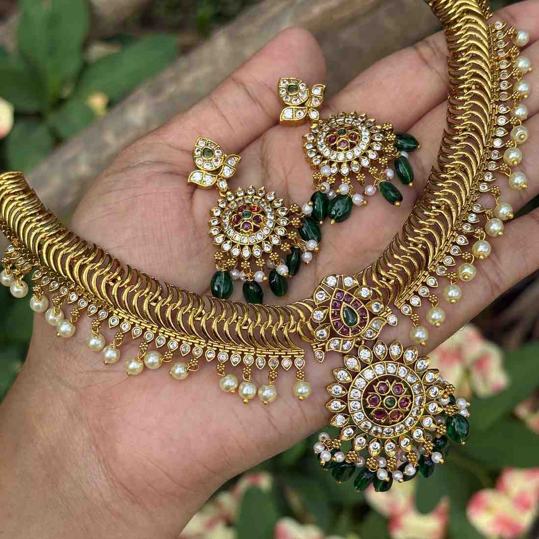 Premium Quality Floral Pattern Jelabi Necklace with Earring N0242-I77