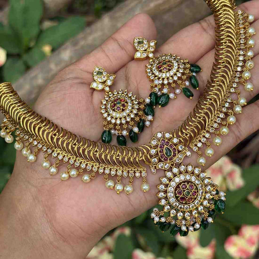 Premium Quality Floral Pattern Jelabi Necklace with Earring N0242-I77