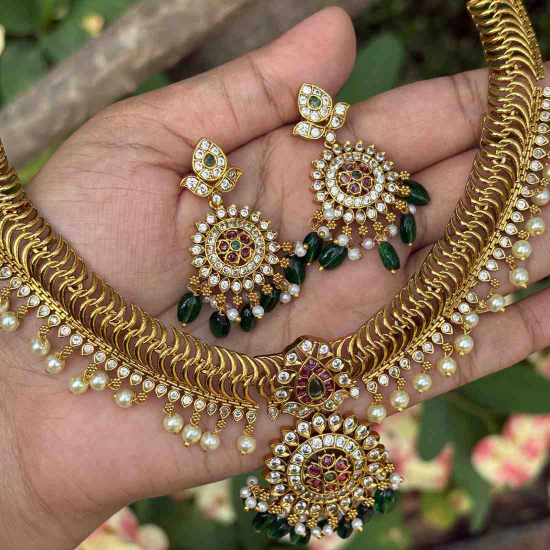 Premium Quality Floral Pattern Jelabi Necklace with Earring N0242-I77