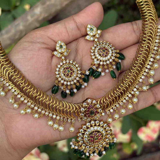 Premium Quality Floral Pattern Jelabi Necklace with Earring N0242-I77
