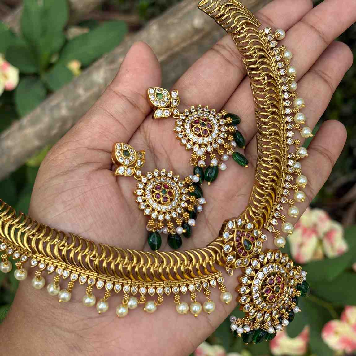 Premium Quality Floral Pattern Jelabi Necklace with Earring N0242-I77